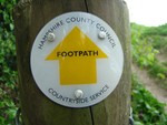 Hampshire County Council footpath sign.
