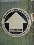 East Sussex County Council footpath sign. 
Near Arlington Reservoir.