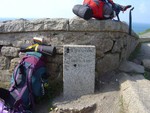 A stone footpath sign at Cape Cornwall, Cornwall.